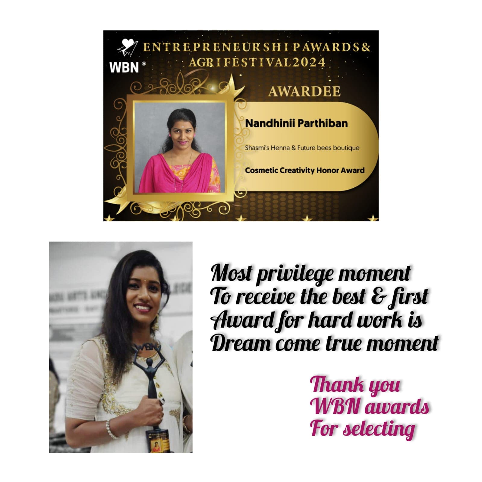 WBN Entrepreneurship Awards 2024 — Cosmetic Creativity Honor